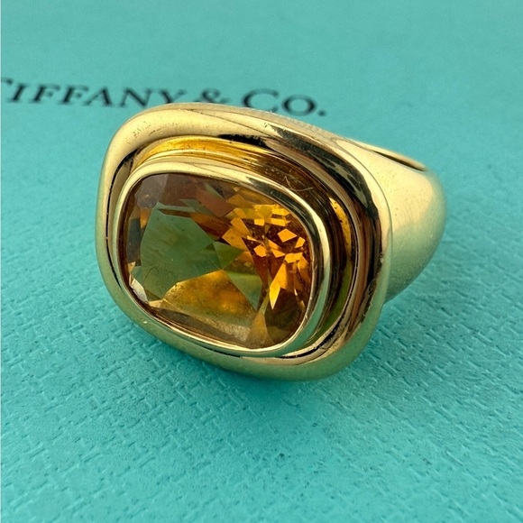 Vintage Tiffany & Co. Paloma Picasso Citrine Gemstone Cocktail Ring Size 5.25 - Picture 5 of 12